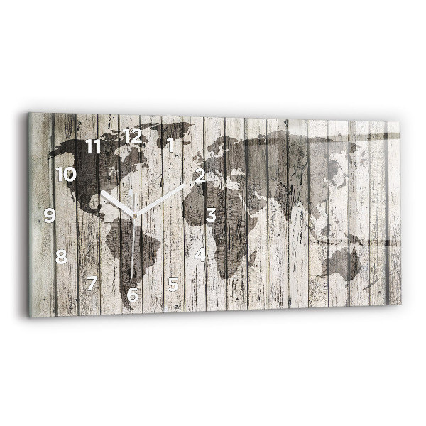 Glass wall clock rectangular World Map Boards