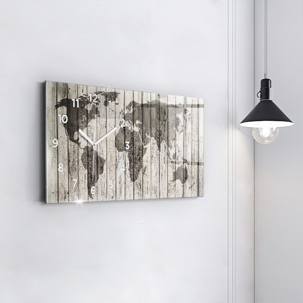 Glass wall clock rectangular World Map Boards