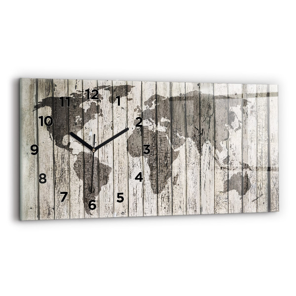 Glass wall clock rectangular World Map Boards