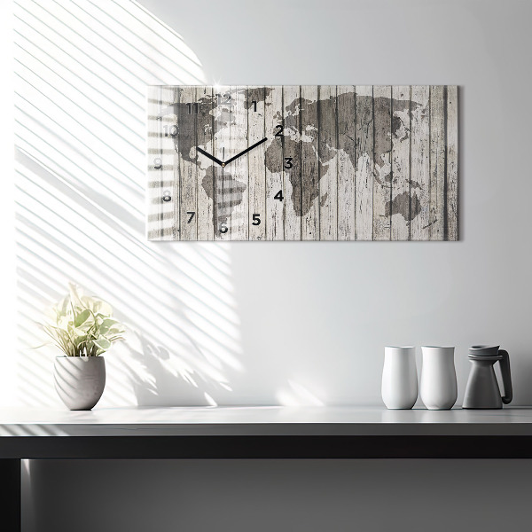 Glass wall clock rectangular World Map Boards
