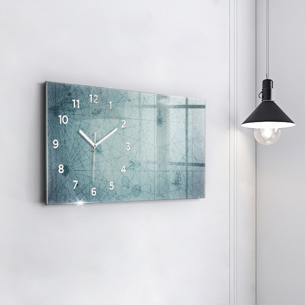 Glass wall clock rectangular Vintage Map