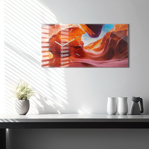Glass wall clock rectangular Canyon