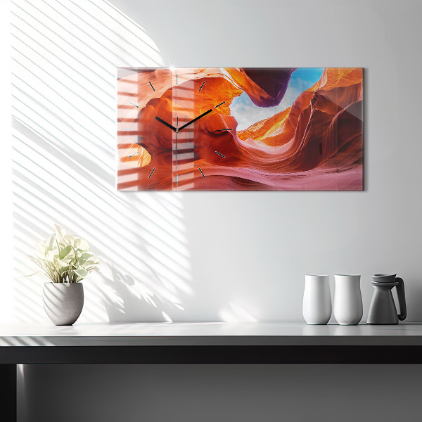 Glass wall clock rectangular Canyon