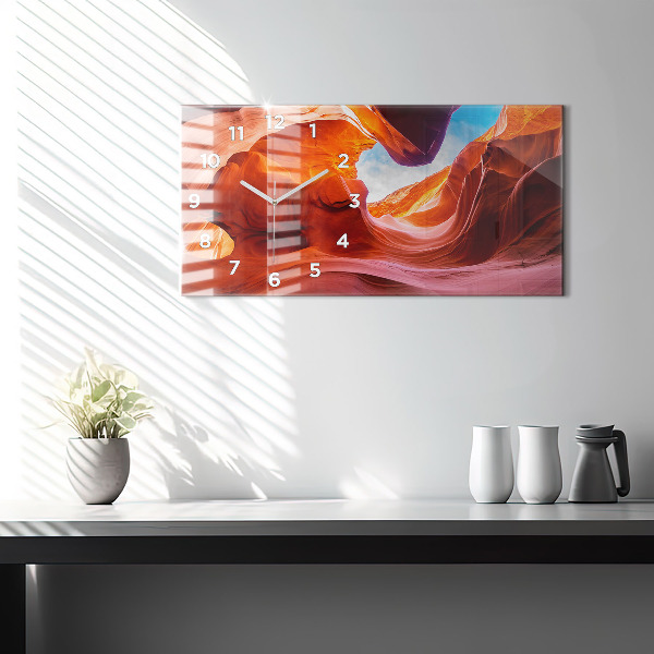 Glass wall clock rectangular Canyon