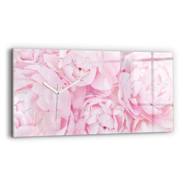 Glass wall clock rectangular Blooming flowers