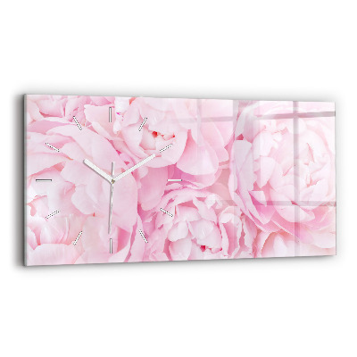 Glass wall clock rectangular Blooming flowers