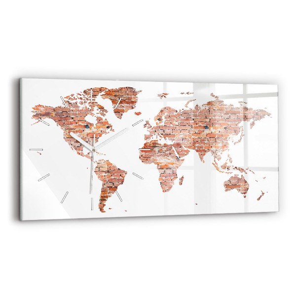 Glass wall clock rectangular Old brick map