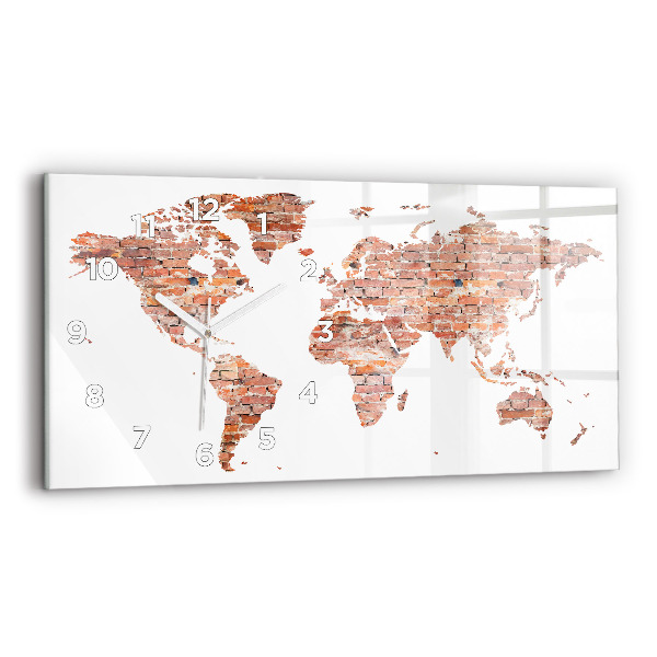 Glass wall clock rectangular Old brick map