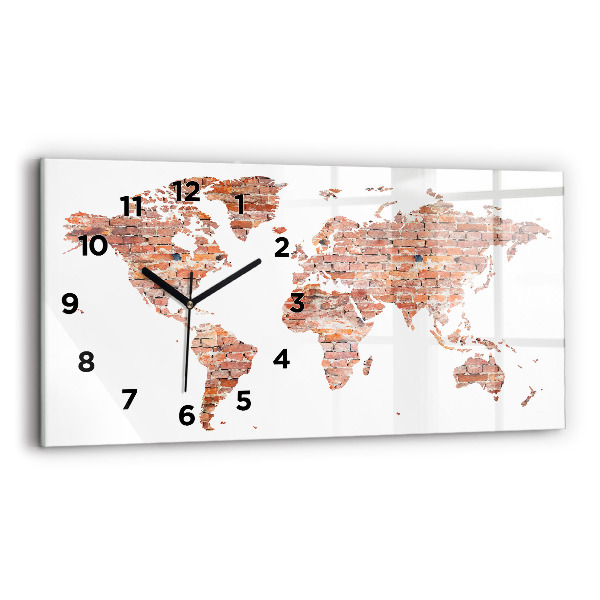 Glass wall clock rectangular Old brick map