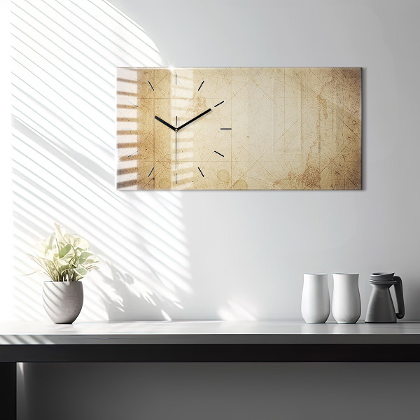 Glass wall clock rectangular Old world map