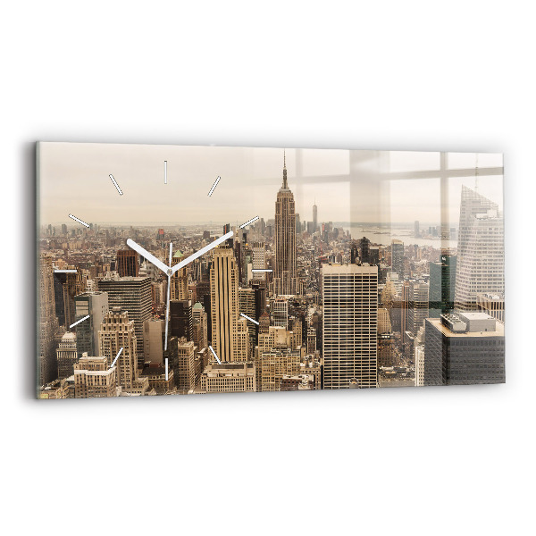Glass wall clock rectangular City landscape