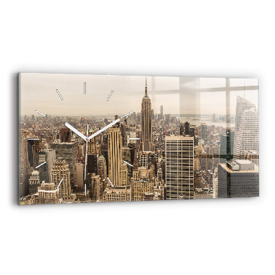 Glass wall clock rectangular City landscape