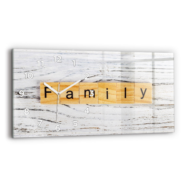 Glass wall clock rectangular Family
