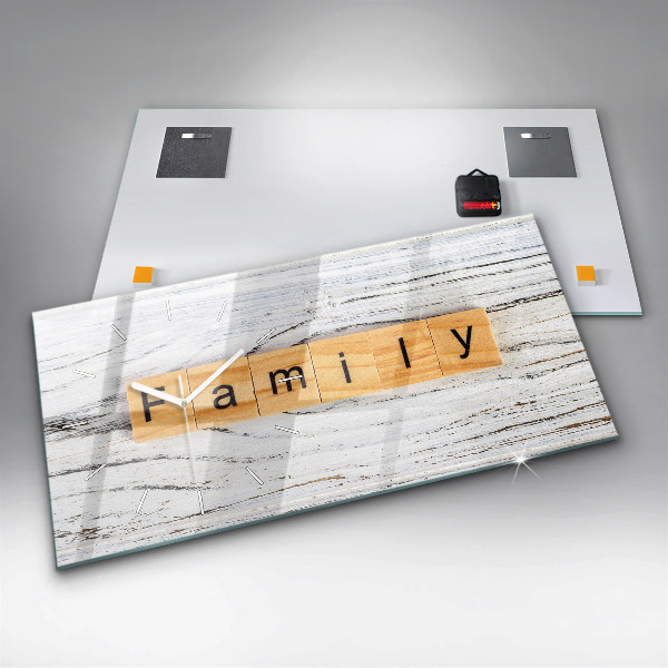 Glass wall clock rectangular Family