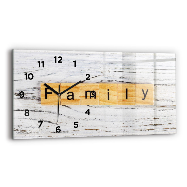 Glass wall clock rectangular Family