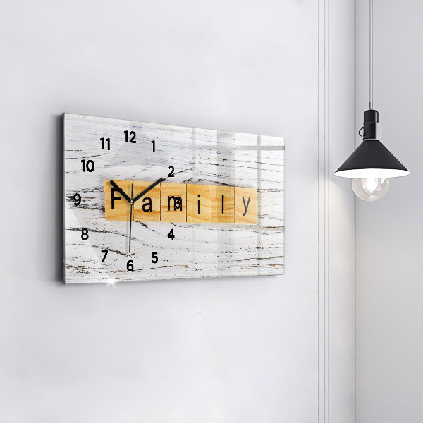 Glass wall clock rectangular Family