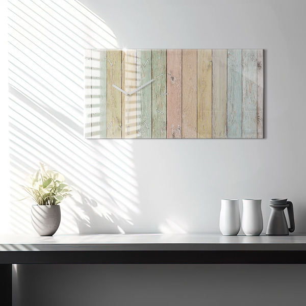 Glass wall clock rectangular Colorful boards