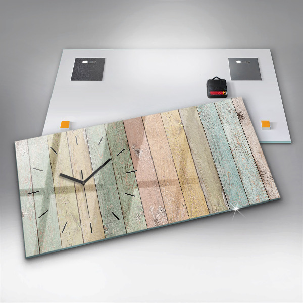Glass wall clock rectangular Colorful boards