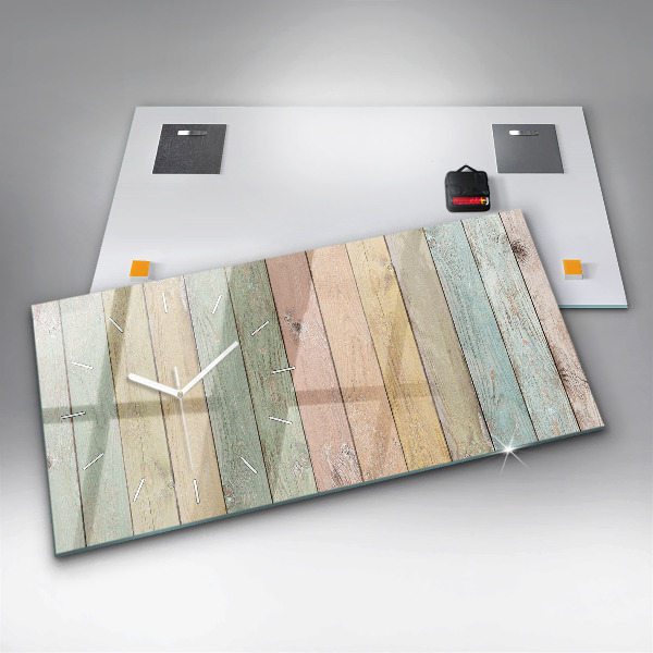 Glass wall clock rectangular Colorful boards