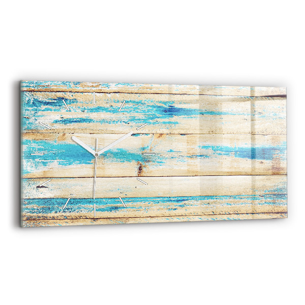Glass wall clock rectangular Scratched wood