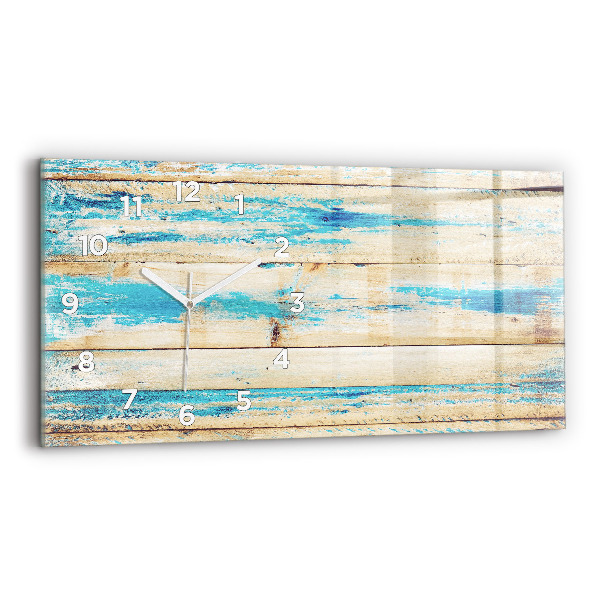 Glass wall clock rectangular Scratched wood