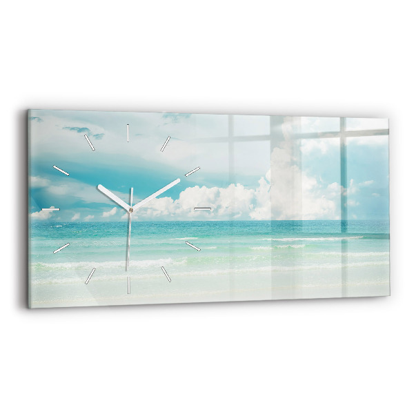 Glass wall clock rectangular Sea landscape
