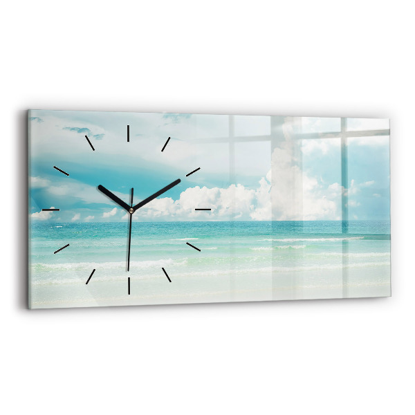 Glass wall clock rectangular Sea landscape