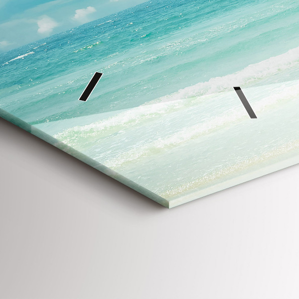 Glass wall clock rectangular Sea landscape
