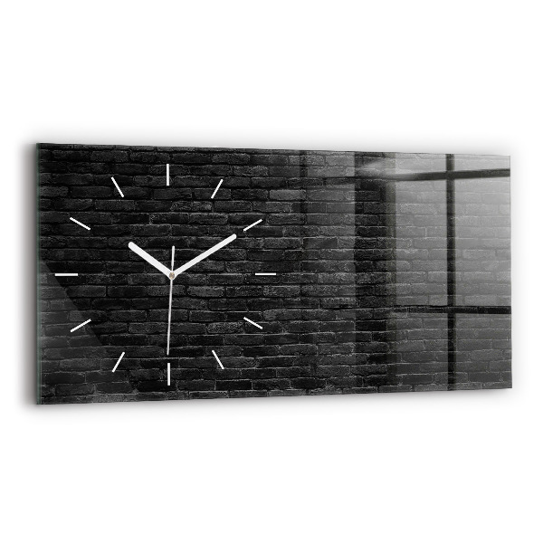 Glass wall clock rectangular Dark brick wall