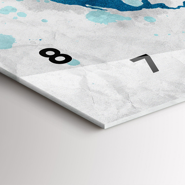 Glass wall clock rectangular World map