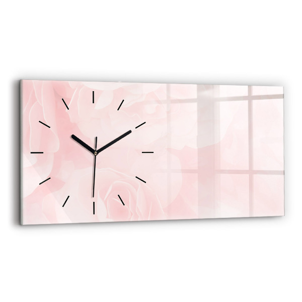 Glass wall clock rectangular Blooming roses