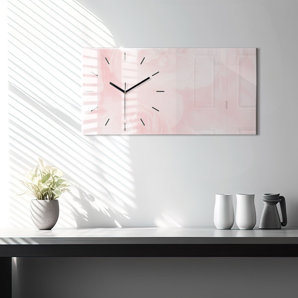 Glass wall clock rectangular Blooming roses