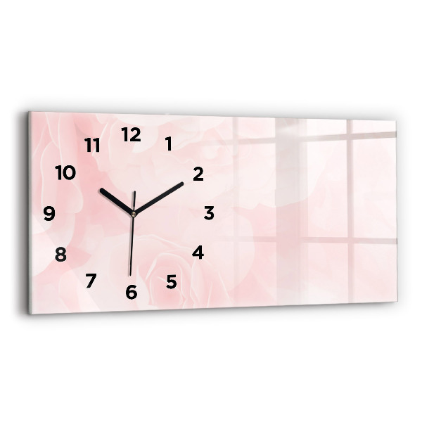 Glass wall clock rectangular Blooming roses
