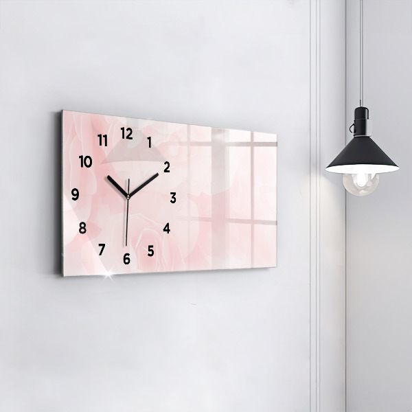 Glass wall clock rectangular Blooming roses