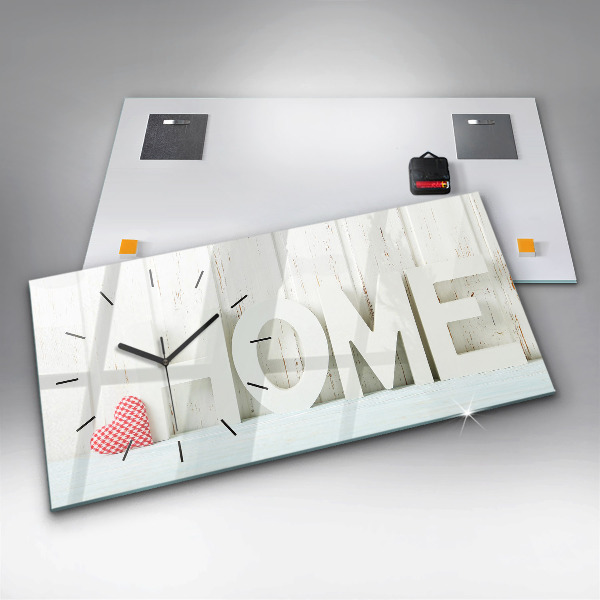 Glass wall clock rectangular The inscription house