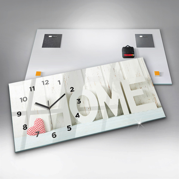 Glass wall clock rectangular The inscription house