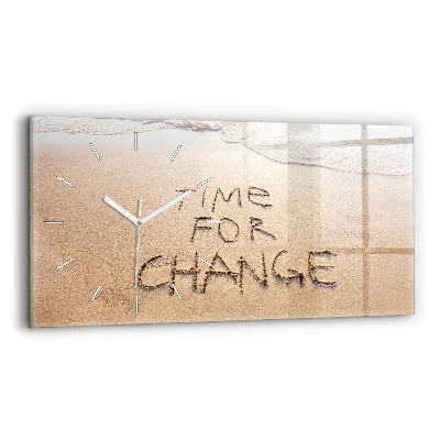Glass wall clock rectangular Beach Quote
