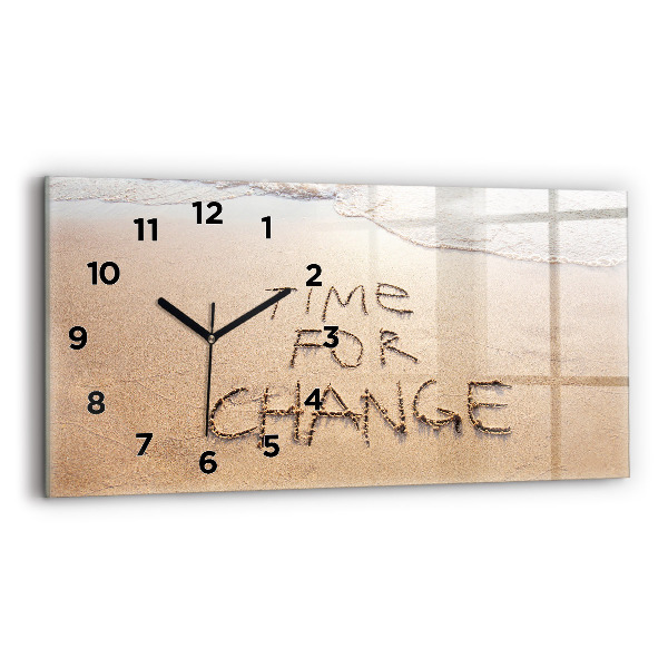 Glass wall clock rectangular Beach Quote