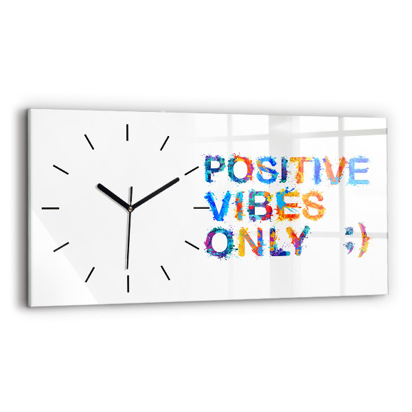 Glass wall clock rectangular Positive quote
