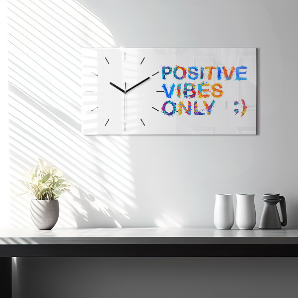 Glass wall clock rectangular Positive quote
