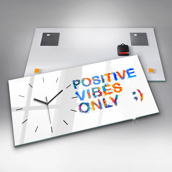 Glass wall clock rectangular Positive quote