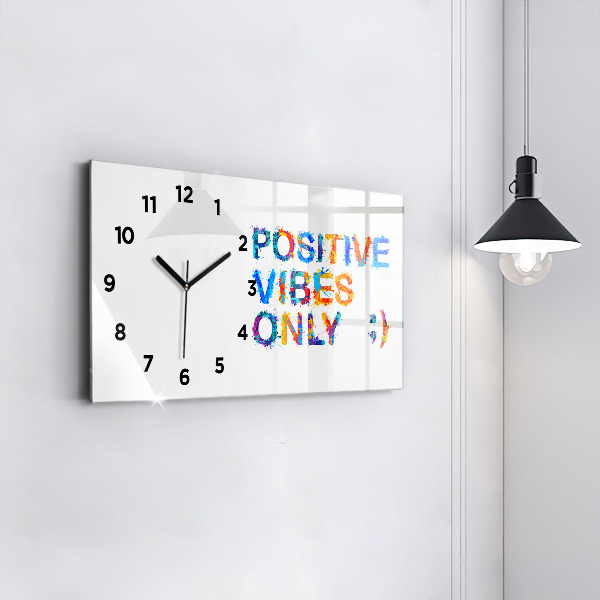 Glass wall clock rectangular Positive quote