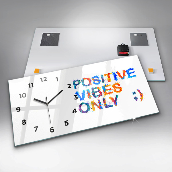 Glass wall clock rectangular Positive quote