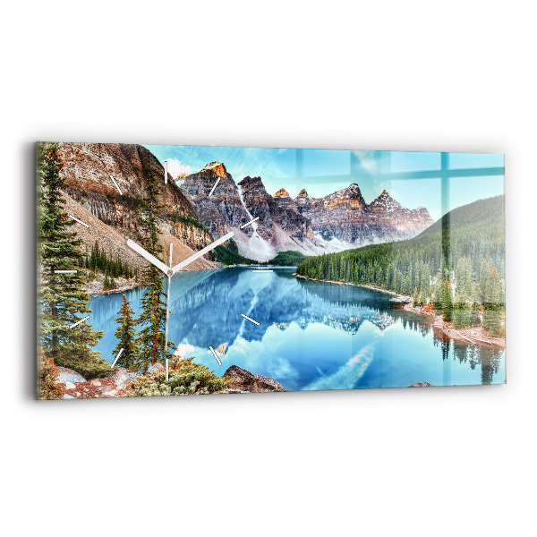 Glass wall clock rectangular Mountain Landscape