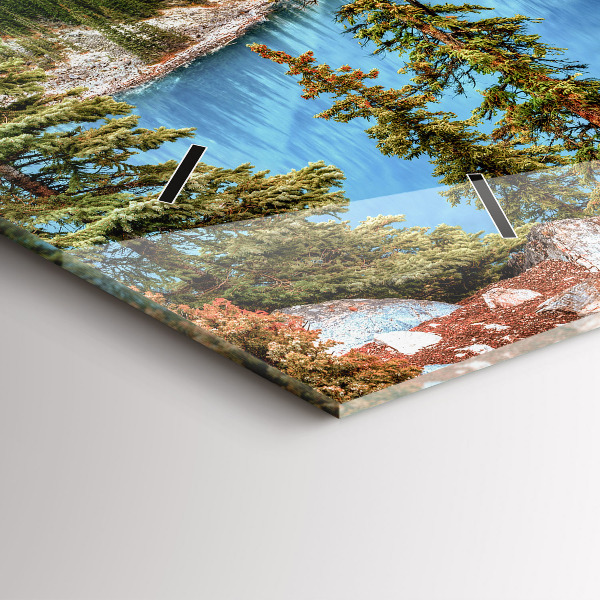 Glass wall clock rectangular Mountain Landscape