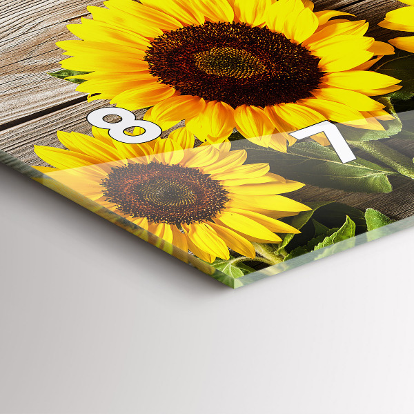 Glass wall clock rectangular Sunflowers