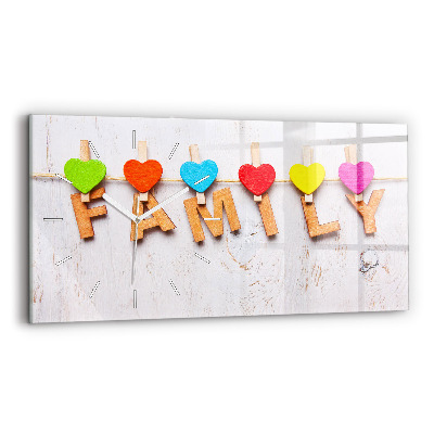 Glass wall clock rectangular The inscription family