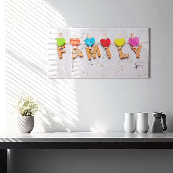 Glass wall clock rectangular The inscription family