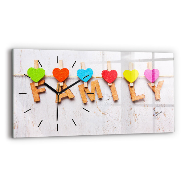 Glass wall clock rectangular The inscription family