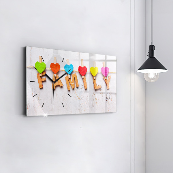 Glass wall clock rectangular The inscription family